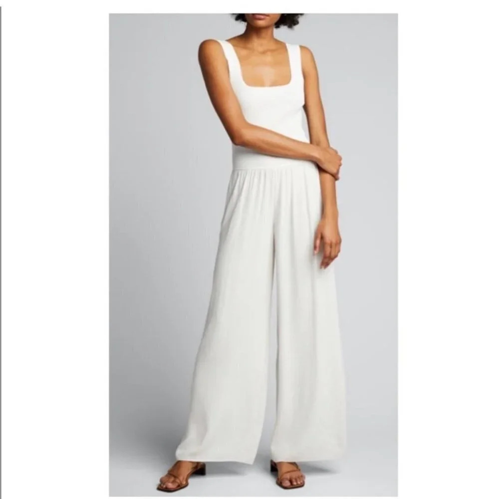 NWT $495 Theory Sleeveless Square Neck Jumpsuit Rib Romper Crepe Petite Black - Picture 3 of 11